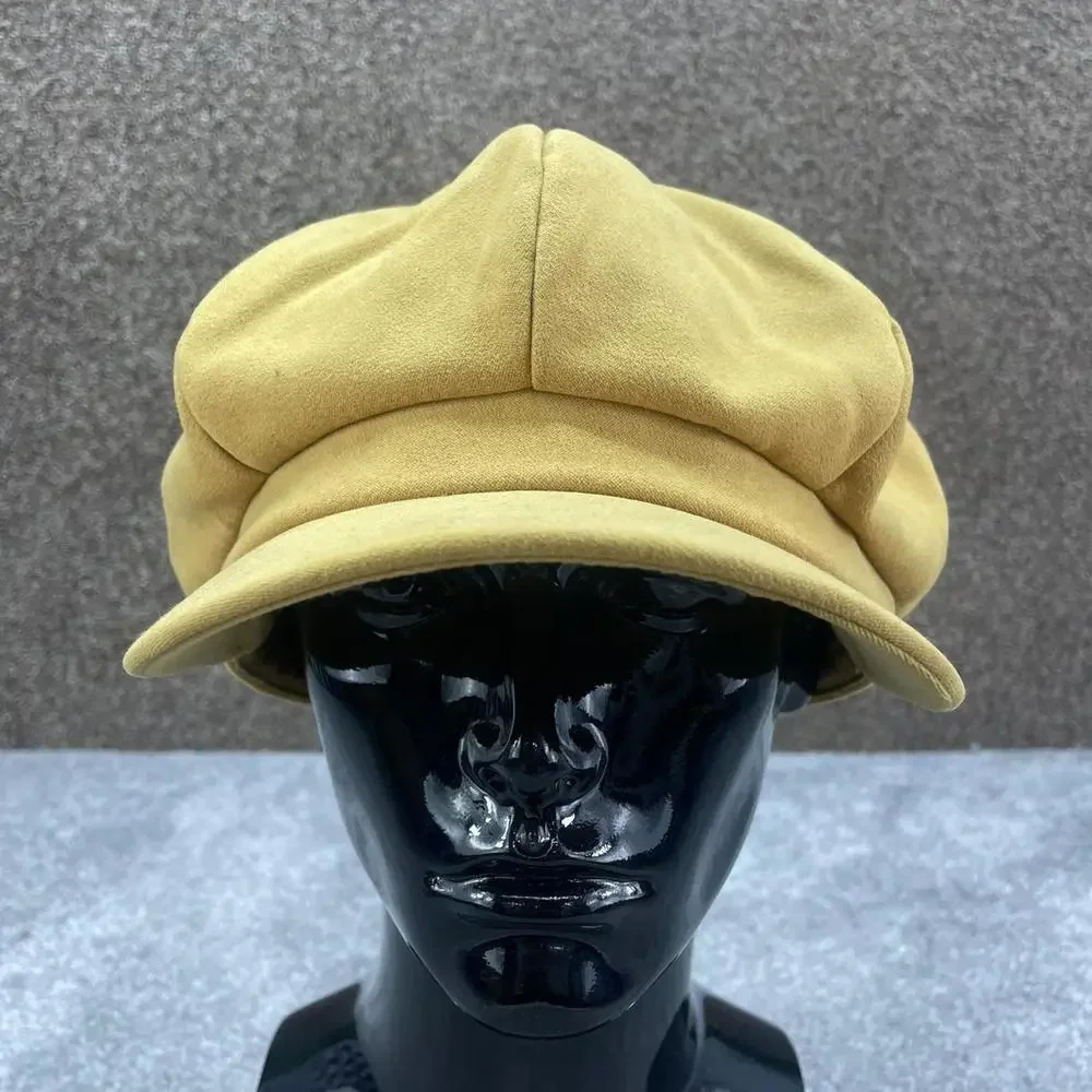 TOPSHOP MUSTARD TAN BAKERS HAT BERET CAP PUFFY Y2K - Picture 2 of 7